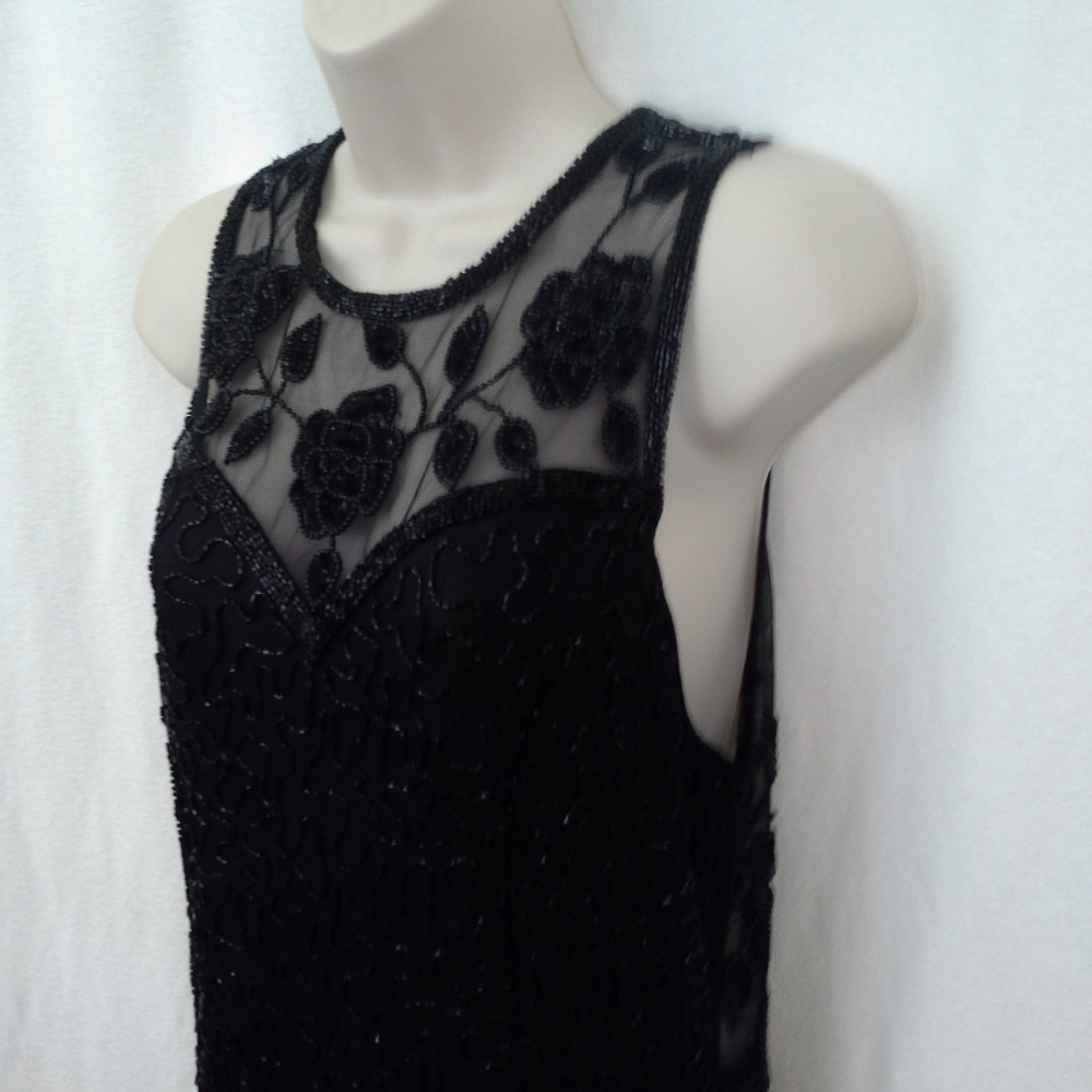 *HP* Brilliante by J.A. dress M Black Silk Beaded - Picture 6 of 8